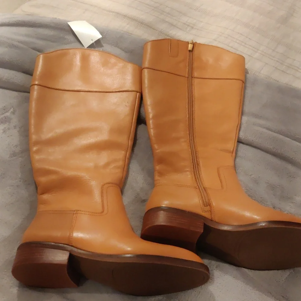 New!Vince Camuto camel leather knee boots Y2K Shabbychic Cottagecore Vintag - Picture 9 of 14
